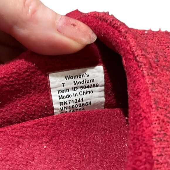 L.L. BEAN Knit Fleece Slippers Mules Women’s Size 7M Shoes Red Slip On - Picture 10 of 11